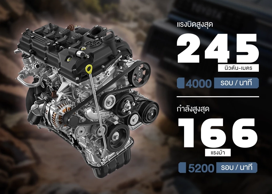 Động cơ xăng 2.7L 2TR-FE với công nghệ Dual VVT-i, kết hợp với hộp số tự động 6 cấp có chức năng chuyển số tuần tự.